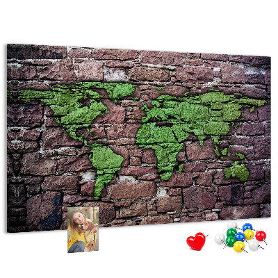 Cork board World map on the wall