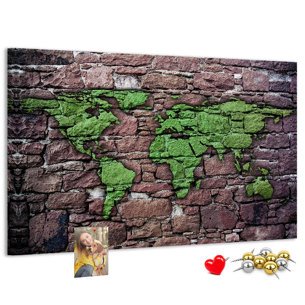 Cork board World map on the wall