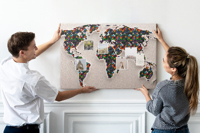Cork board Abstract world map