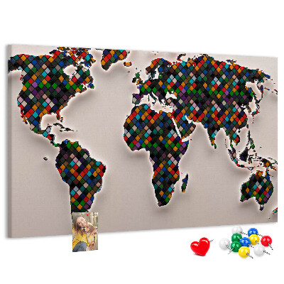 Cork board Abstract world map