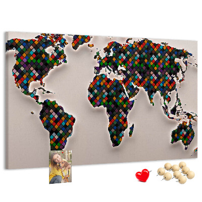 Cork board Abstract world map