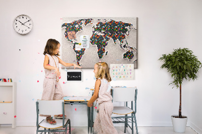 Cork board Abstract world map