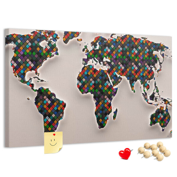 Cork board Abstract world map