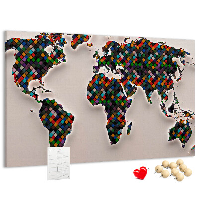 Cork board Abstract world map