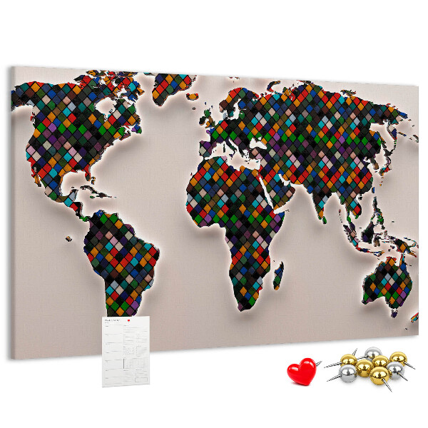 Cork board Abstract world map