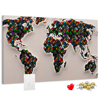 Cork board Abstract world map