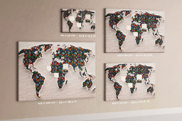Cork board Abstract world map