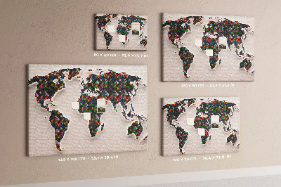 Cork board Abstract world map