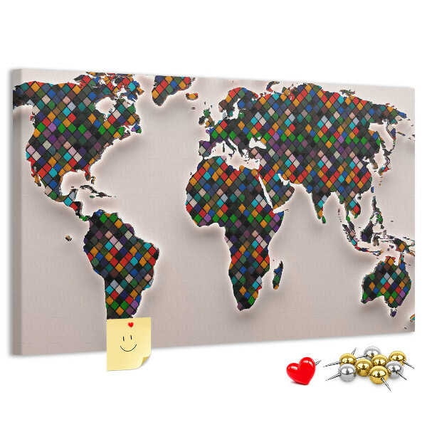 Cork board Abstract world map