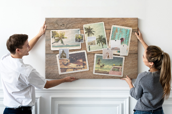 Cork display board Polaroid photos