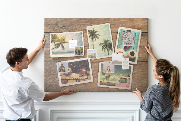 Cork display board Polaroid photos