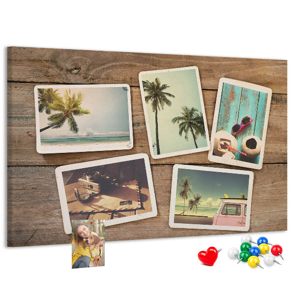 Cork display board Polaroid photos