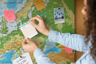 Cork memo board Geography World Map