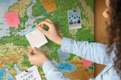 Cork memo board Geography World Map