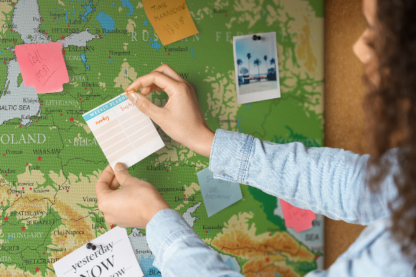 Cork memo board Geography World Map