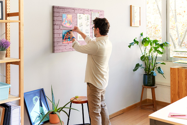 Cork memo board Bricks wall