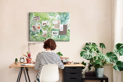 Cork memo board Tropical leaves