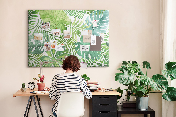 Cork memo board Tropical leaves