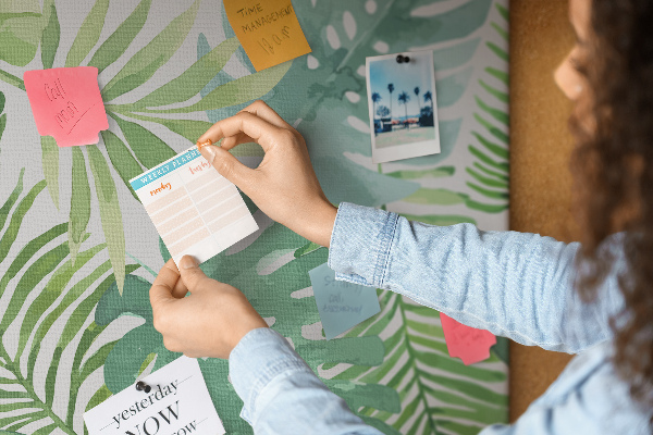 Cork memo board Tropical leaves