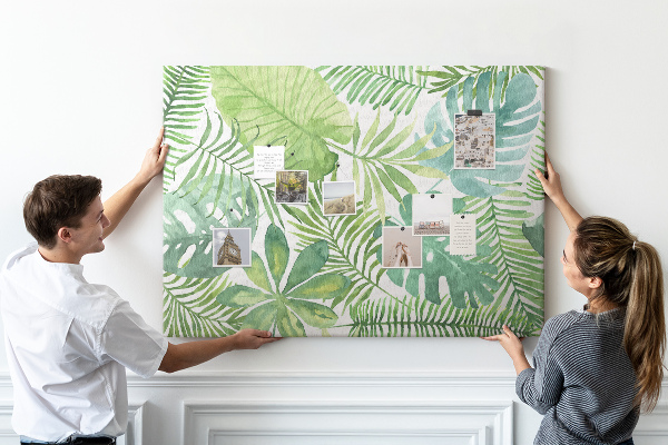 Cork memo board Tropical leaves