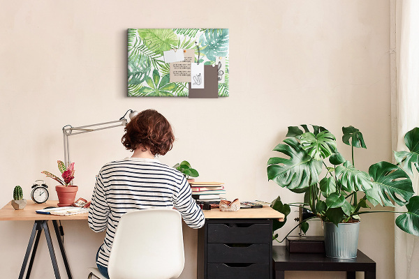 Cork memo board Tropical leaves
