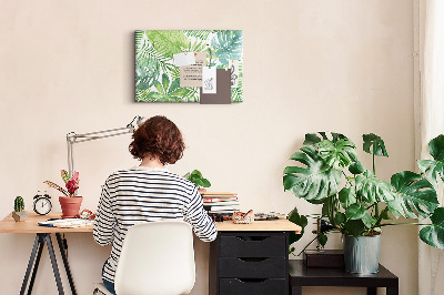 Cork memo board Tropical leaves
