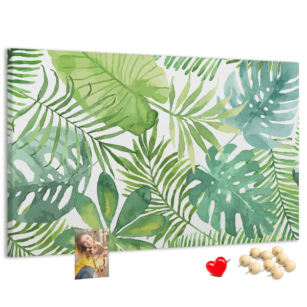 Cork memo board Tropical leaves