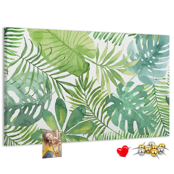 Cork memo board Tropical leaves