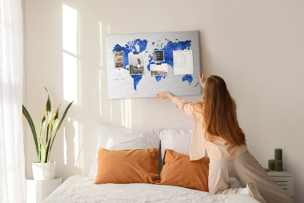 Cork board Space world map