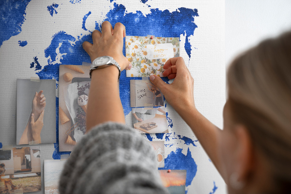 Cork board Space world map