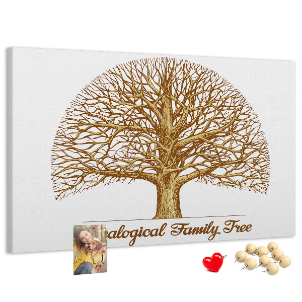 Cork memo board Old family tree