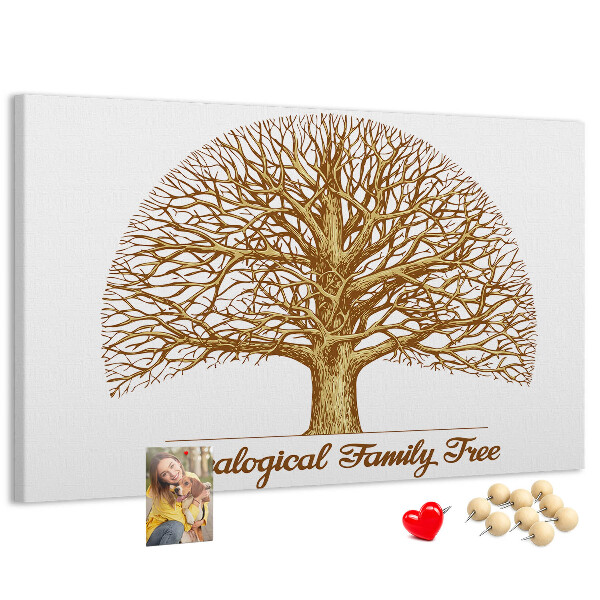 Cork memo board Old family tree