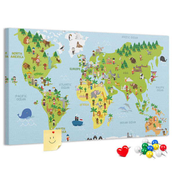 Cork board Cultures world map