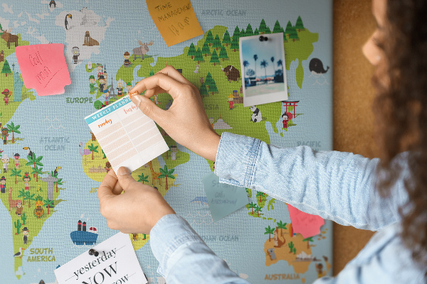 Cork board Cultures world map