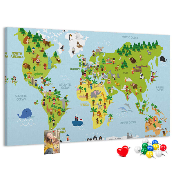 Cork board Cultures world map