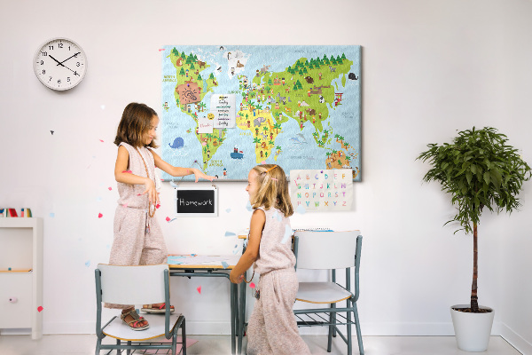 Cork board Cultures world map