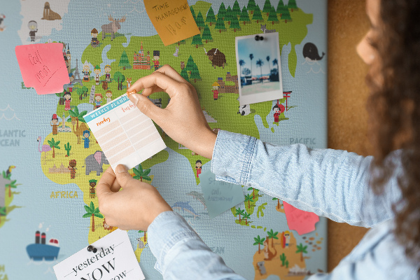Cork board Cultures world map