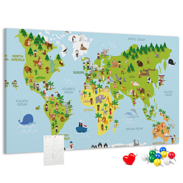 Cork board Cultures world map