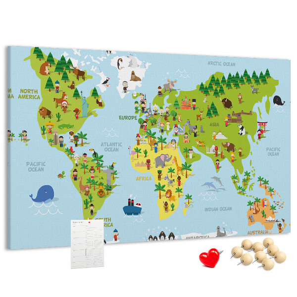 Cork board Cultures world map