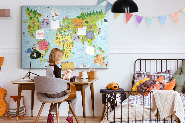 Cork board Cultures world map