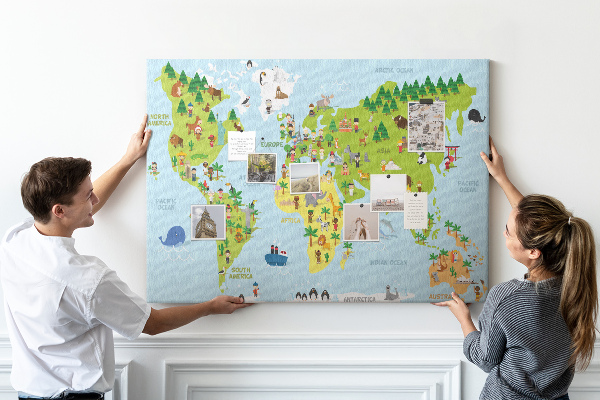 Cork board Cultures world map