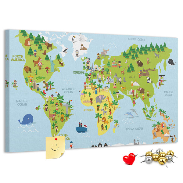 Cork board Cultures world map