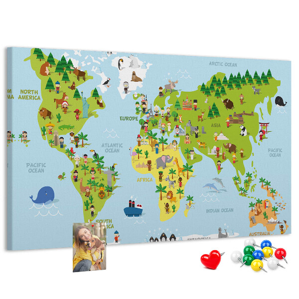 Cork board Cultures world map
