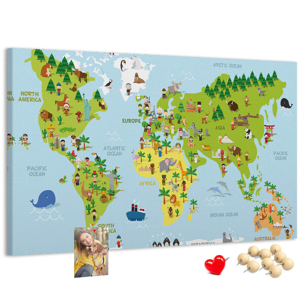 Cork board Cultures world map