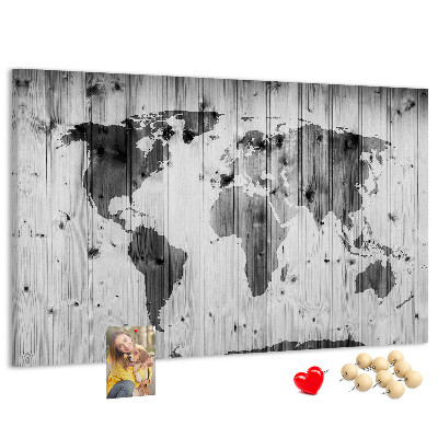 Cork memo board World Map on wood