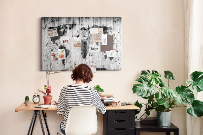 Cork memo board World Map on wood