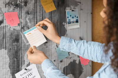 Cork memo board World Map on wood