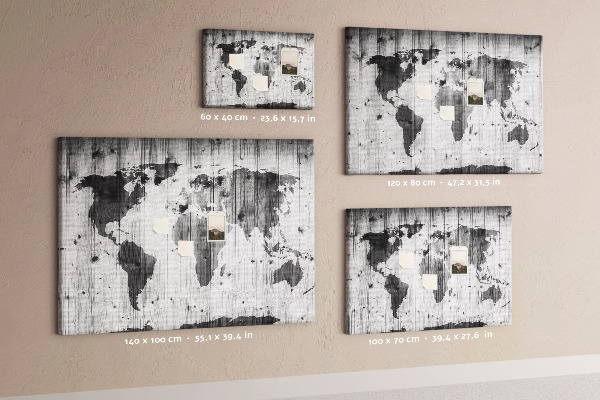 Cork memo board World Map on wood