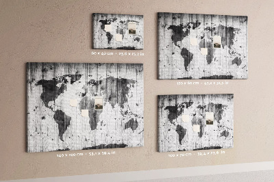 Cork memo board World Map on wood