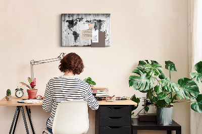 Cork memo board World Map on wood